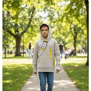 adidas Kids Light Beige Hoodie with Yellow Accents